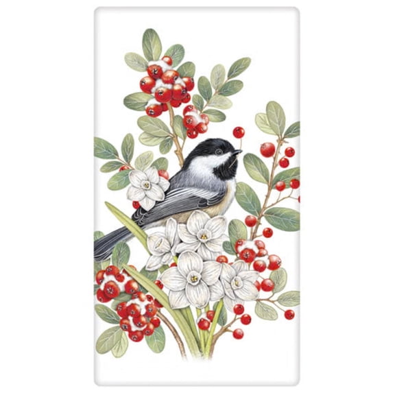 Flour Sack Kitchen Dish Towel Chickadee Paperwhites Mary Lake - Thompson