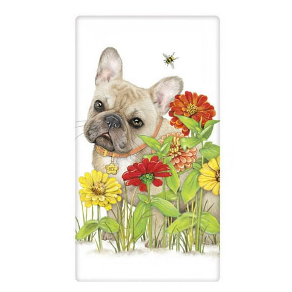 Flour Sack Kitchen Dish Towel Frenchie Flowers Mary Lake - Thompson