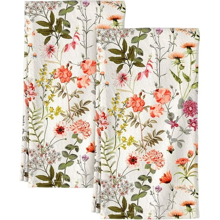 Flour Sack Kitchen Towels Set of 2-18x26 Cotton Dish Towels with Hanging Loop Reusable Tea Towel for Cleaning Spring Absorbent Dishcloths Cute Home Decor Housewarming, Lemon Birds