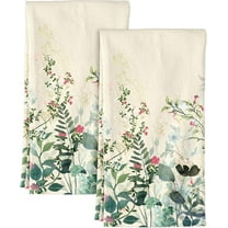 Flour Sack Kitchen Towels Set of 2-18x26 Cotton Dish Towels with Hanging Loop Reusable Tea Towel for Cleaning Spring Absorbent Dishcloths Cute Home Decor Housewarming, Lemon Birds