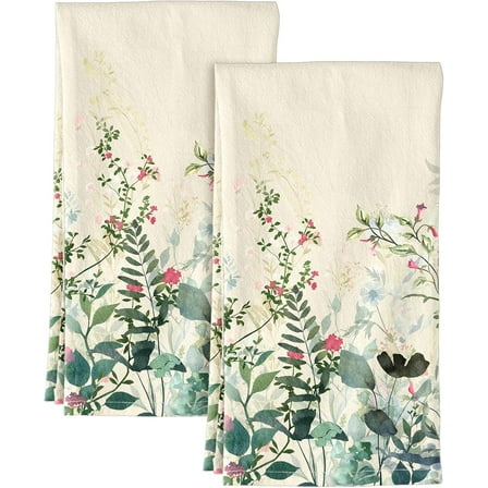 Flour Sack Kitchen Towels Set of 2-18x26 Cotton Dish Towels with Hanging Loop Reusable Tea Towel for Cleaning Spring Absorbent Dishcloths Cute Home Decor Housewarming, Lemon Birds