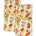 thumbnail image 1 of Flour Sack Kitchen Towels Set of 2-18x26 Inch Dish Towels with Hanging Loop Autumn Fall Absorbent Reusable Cotton Cloths for Cleaning Cute Design Home Decor Housewarming, Autumn Leaf, 1 of 6