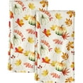 thumbnail image 1 of Flour Sack Kitchen Towels Set of 2-18x26 Inch Dish Towels with Hanging Loop Autumn Fall Absorbent Reusable Cotton Cloths for Cleaning Cute Design Home Decor Housewarming, Autumn Leaf, 1 of 6
