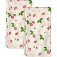 thumbnail image 1 of Flour Sack Kitchen Towels - Set of 2 Spring Dish Towels with Hanging Loop 18x26 Inch Absorbent Reusable Cotton Cloths for Cleaning Cute Design Home Decorative Housewarming, Color Strawberry, 1 of 6