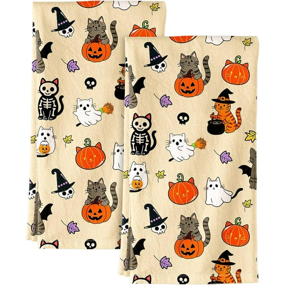 Flour Sack Kitchen Towels - Set of 2 Spring Dish Towels with Hanging Loop 18x26 Inch Absorbent Reusable Cotton Cloths for Cleaning Cute Design Home Decorative Housewarming, Vintage Flower