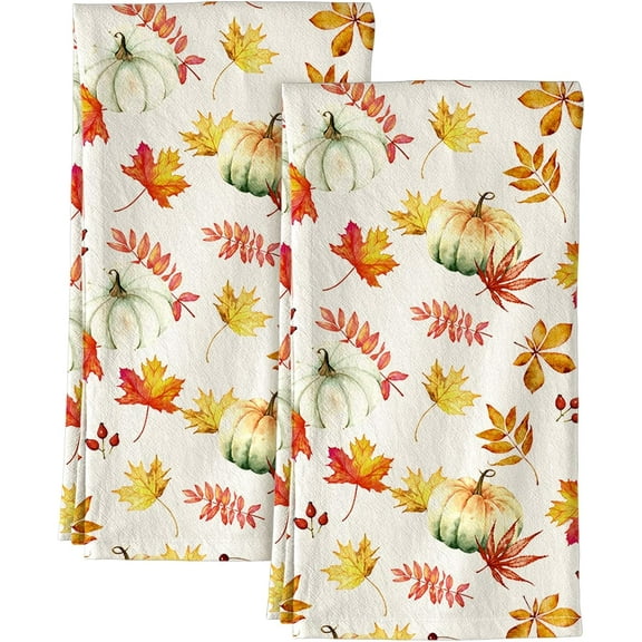 Flour Sack Kitchen Towels - Set of 2 Spring Dish Towels with Hanging Loop 18x26 Inch Absorbent Reusable Cotton Cloths for Cleaning Cute Design Home Decorative Housewarming, Vintage Flower