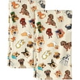 thumbnail image 1 of Flour Sack Kitchen Towels - Set of 2 Spring Dish Towels with Hanging Loop 18x26 Inch Absorbent Reusable Cotton Cloths for Cleaning Cute Design Home Decorative Housewarming, Dog Lovers, 1 of 6