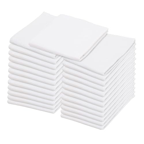 Flour Sack Tea Towel for Crafts| Kitchen Dish Cotton Blank Towel for Embroidery| Baking Bread Proofing Linen Cover| Thick Absorbent Quick Dry | 24 Pack 15"x25" White