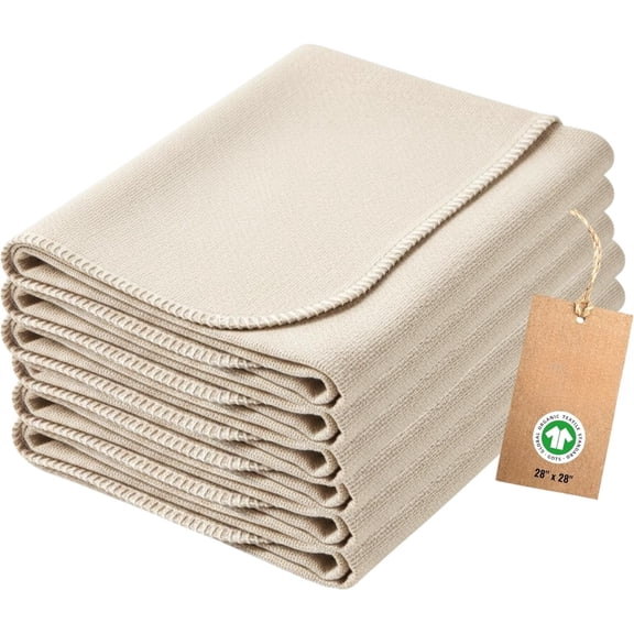 Flour Sack Towels for Bread Dough Proofing – Unbleached, Thick Cotton Baking Cloth for Baguettes, Ciabatta, Pastry – Reusable, 28"x28", 6-Pack