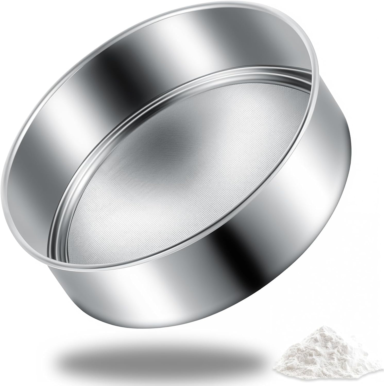 Mesh Sieve Stainless Steel Flour Sifter - 8 Inch 60 Mesh Fine Sieve For ...