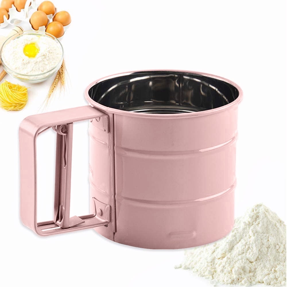 Handheld Electric Flour Sieve Icing Sugar Powder Stainless Steel Flour  Screen Cup Shaped Sifter Kit