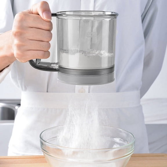 Flour Sifter, Fine Mesh Baking Sifter Cup Semi Automatic Handheld Shaker Sugar