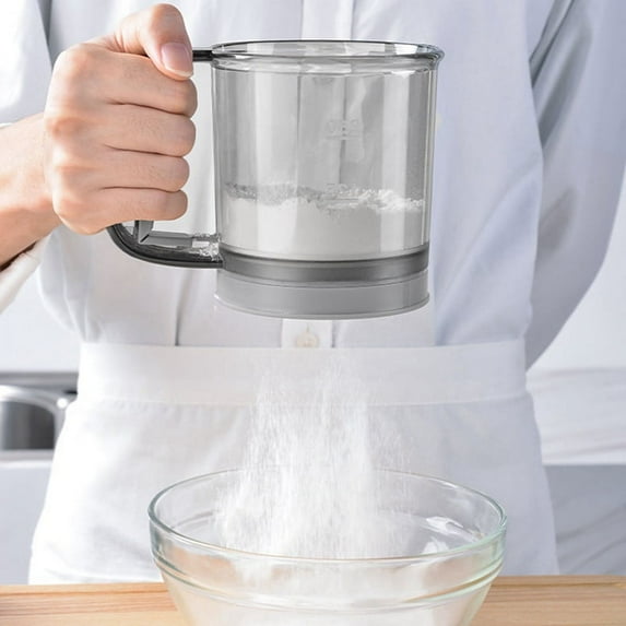 Flour Sifter, Fine Mesh Baking Sifter Cup Semi Automatic Handheld Shaker Sugar