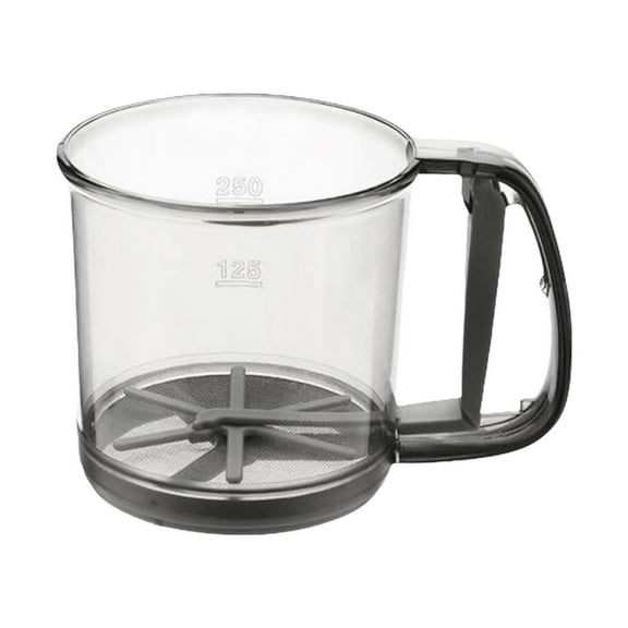 Flour Sifter, Hand Crank Baking Mesh Hand Crank Semi Automatic Sugar Powder Sieve Cup Plastic Handheld Cooking Baking Toolhand Crank Baking Mesh Hand Cooking Baking Tool, 1X Single Layer Flour Sifter
