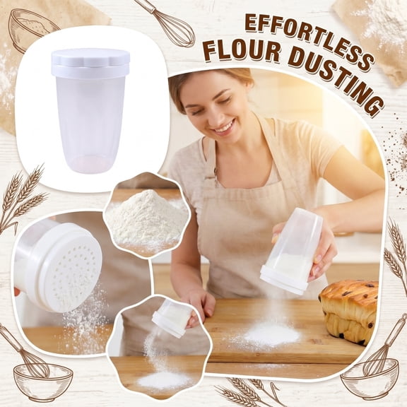 Flour Sifter Shaker, Handheld Powdered Sugar Duster, Home Baking Sieve, Fine Mesh Stainless Steel Cocoa Sprinkler, Essential Kitchen Pastry Tools A336_White