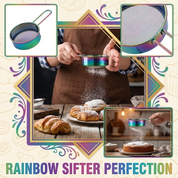 Flour Sifter Stainless Steel Fine Mesh Powder Strainer for Baking Icing Sugar Shaker Professional Grade Handheld Sieve for Kitchen Pastry Tool Style B#050