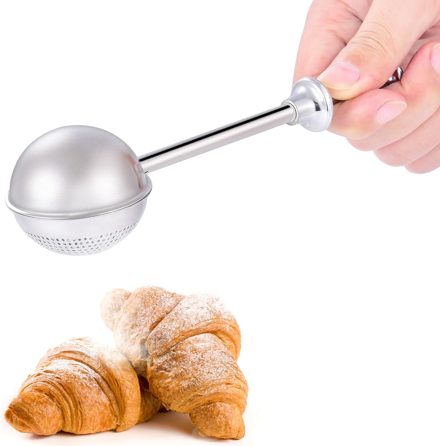 Flour Sifter, Stainless Steel Flour Sifter for Baking, One Handed