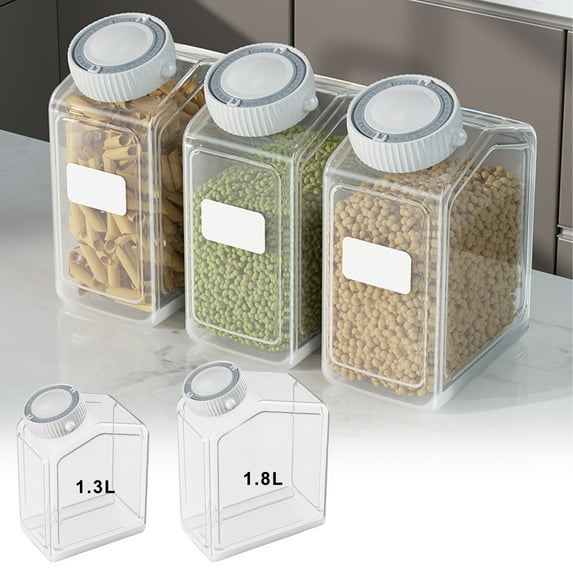 Flour Storage Container | Clear Plastic Airtight Rice Dispenser Bin | Grain Cereal Food Storage | Transparent Durable Organizer for Pantry | 1 Piece | 22x14x8cm | Freshness Seal