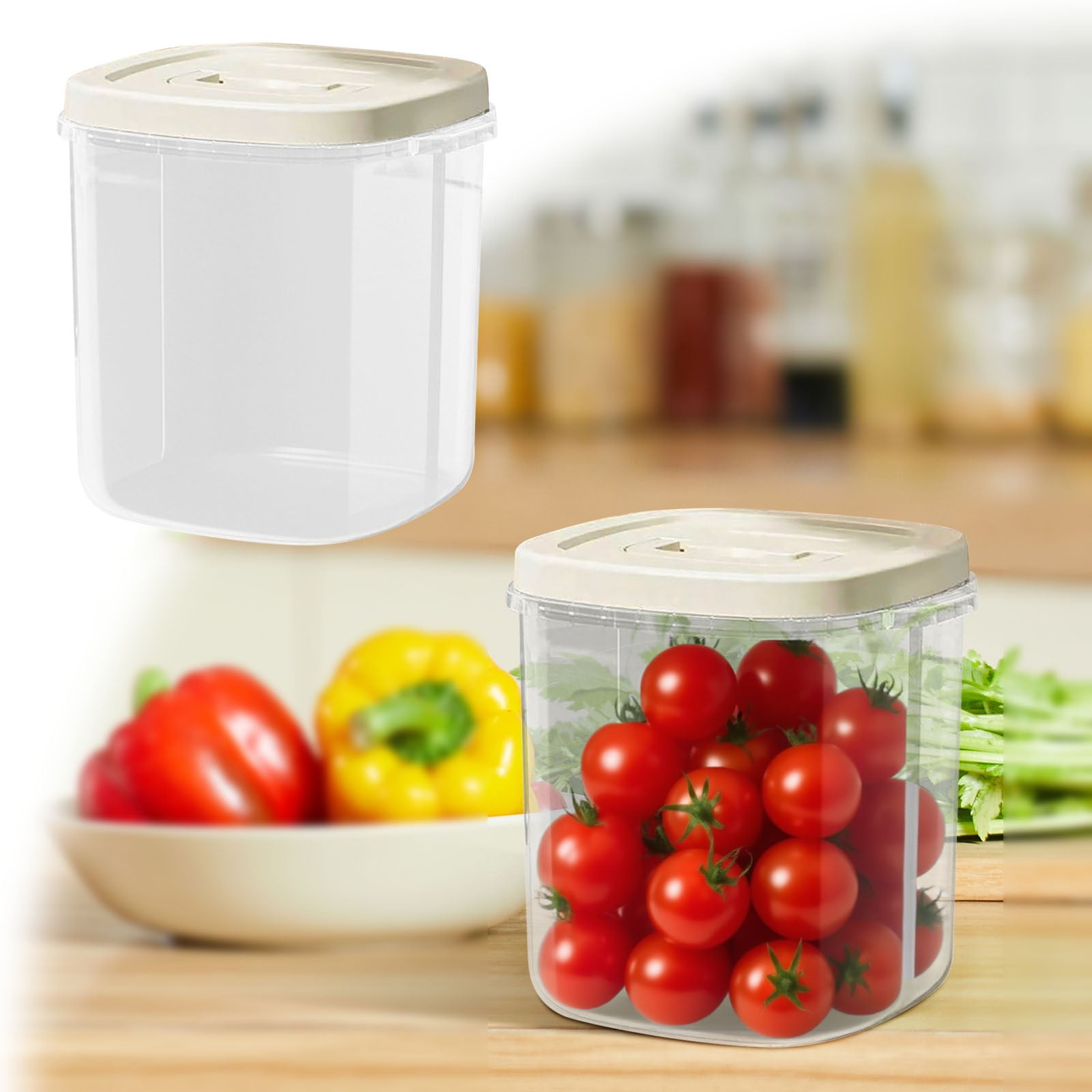 Flour Storage Container Rice Container with Up Lid & Measuring for Dry ...