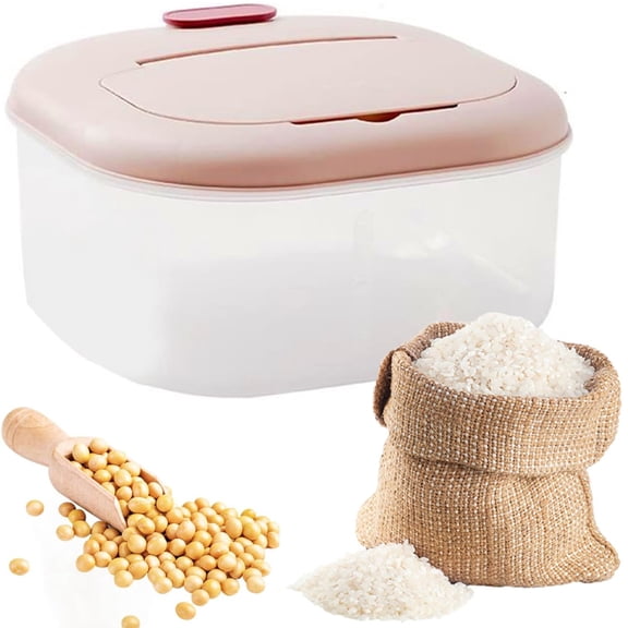 Flour Storage Containers, Large-Caliber Flour Bin with Flap Lid & Clear Scale, Grains Dispenser Large Rice Storage Box, Food Organizer Bucket for Rice Sugar Flour Protein Powder Oats - Pink (6kg)