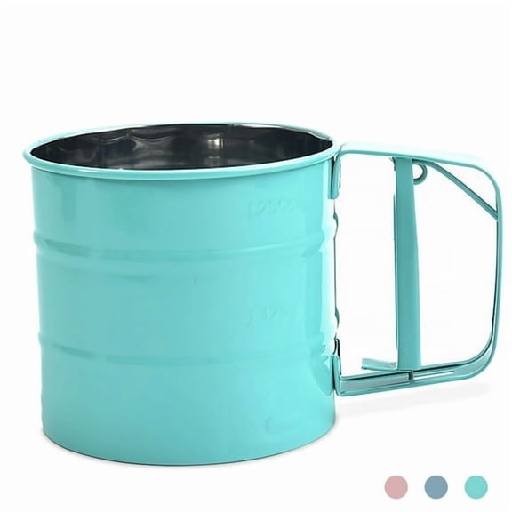 Flour sieve stainless steel material manufacturing,Coffee Sieve Cup,Semi Automatic 2 Cup Sifter for Baking | Fine Mesh Pastry Sieve Cup(BLUE)