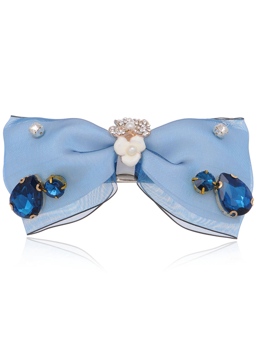 Flourish Baby Blue Capri Clear Crystal Rhinestone Flower Headpiece Hair Clip