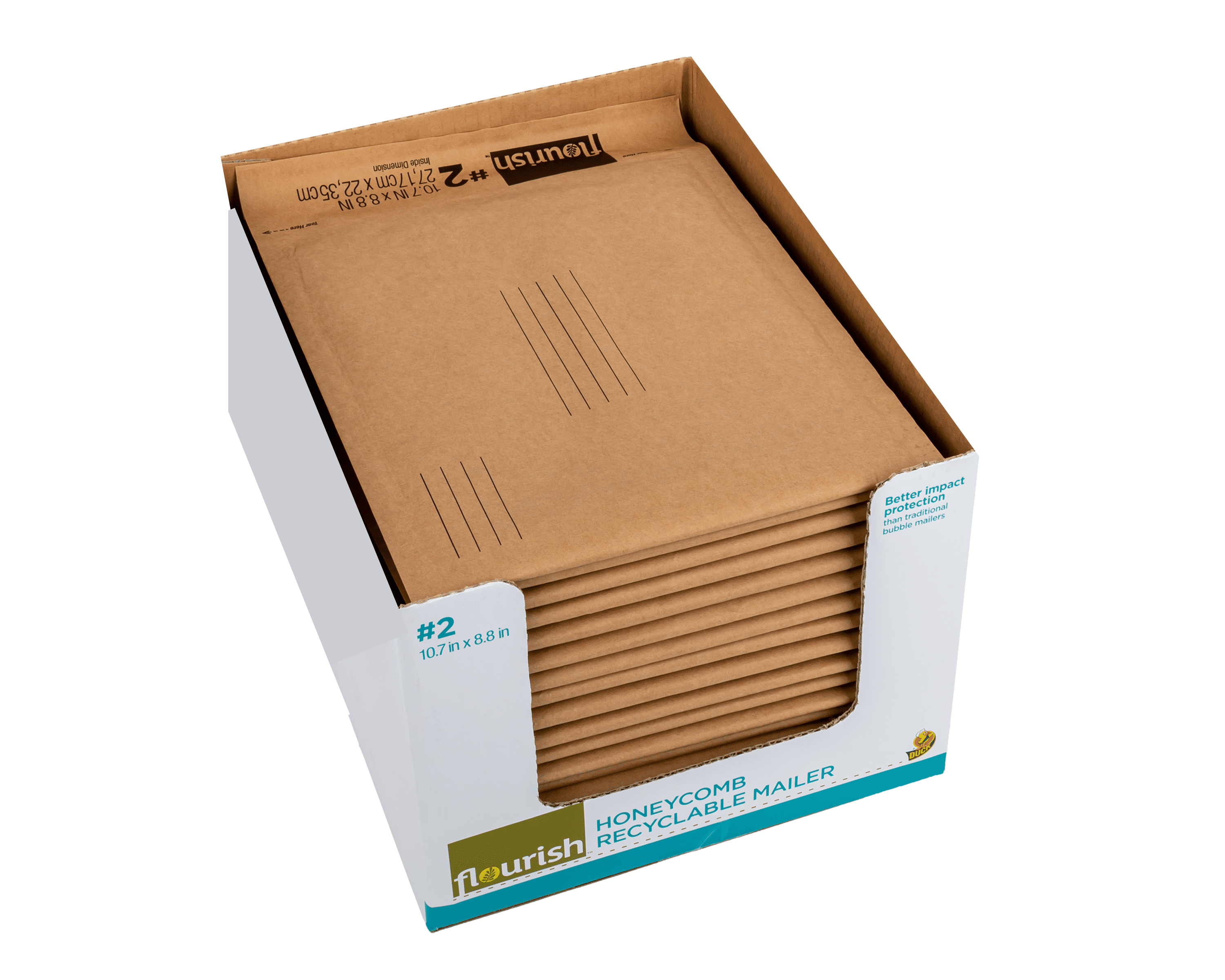 Flourish Brand #2 Honeycomb Recyclable Mailer - Brown, 10.7 in. x 8.8 in., 20 Pack