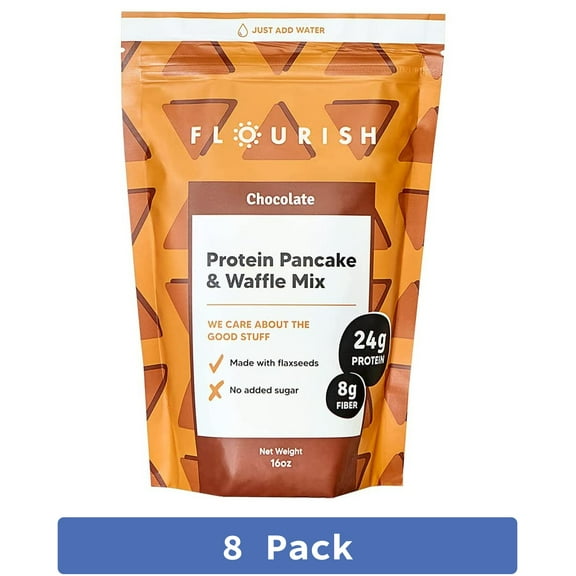 Flourish Chocolate Protein Pancake & Waffle Mix 16 oz (Pack Of 8)