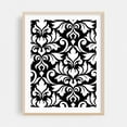 thumbnail image 1 of Flourish Damask Art White on Black - Digital Art Pattern Black and White Floral Geometric Art Deco Abstract Vintage Oak Framed Wall Art Print 5 x 7 inches, 1 of 3