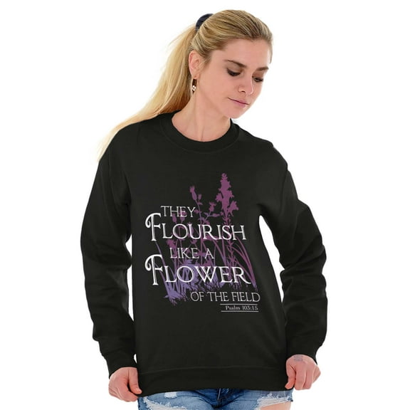 Flourish Flowers Jesus Christian God Women Plus Size Crewneck Sweatshirt Brisco Brands 3X