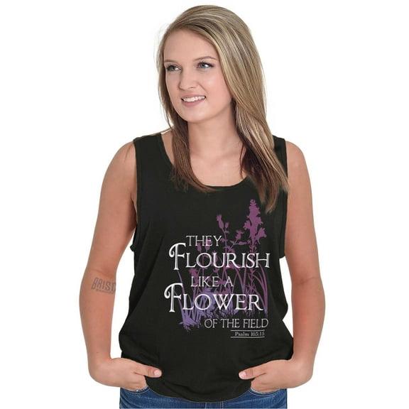 Flourish Flowers Jesus Christian God Womens Plus Size Graphic Tank Top Brisco Brands 3X