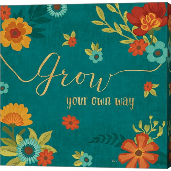 Flourish II Teal by Veronique Charron, Canvas Wall Art