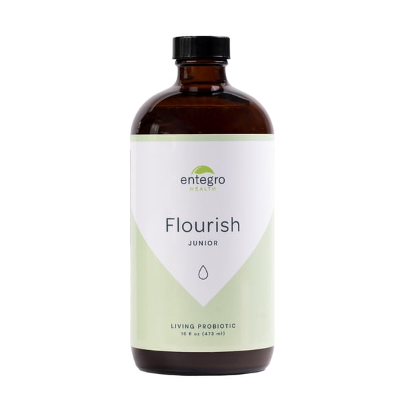 Entegro Flourish Junior Probiotic, 16 fl oz - Plastic | 11 Live Cultures | Gut & Digestive Health | Women, Men & Kids | Vegan, Allergen Free