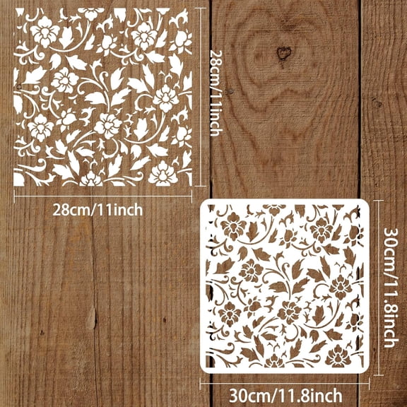 Flourish Leaf Stencils 11.8x11.8inch Reusable Flower Plants Drawing Stencil Vine Pattern Template for Wall Painting Leaf Decoration Stencil for Painting on Wall Wood Furniture