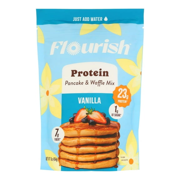 Flourish: Protein Pancake And Waffle Mix Vanilla, 16 Oz