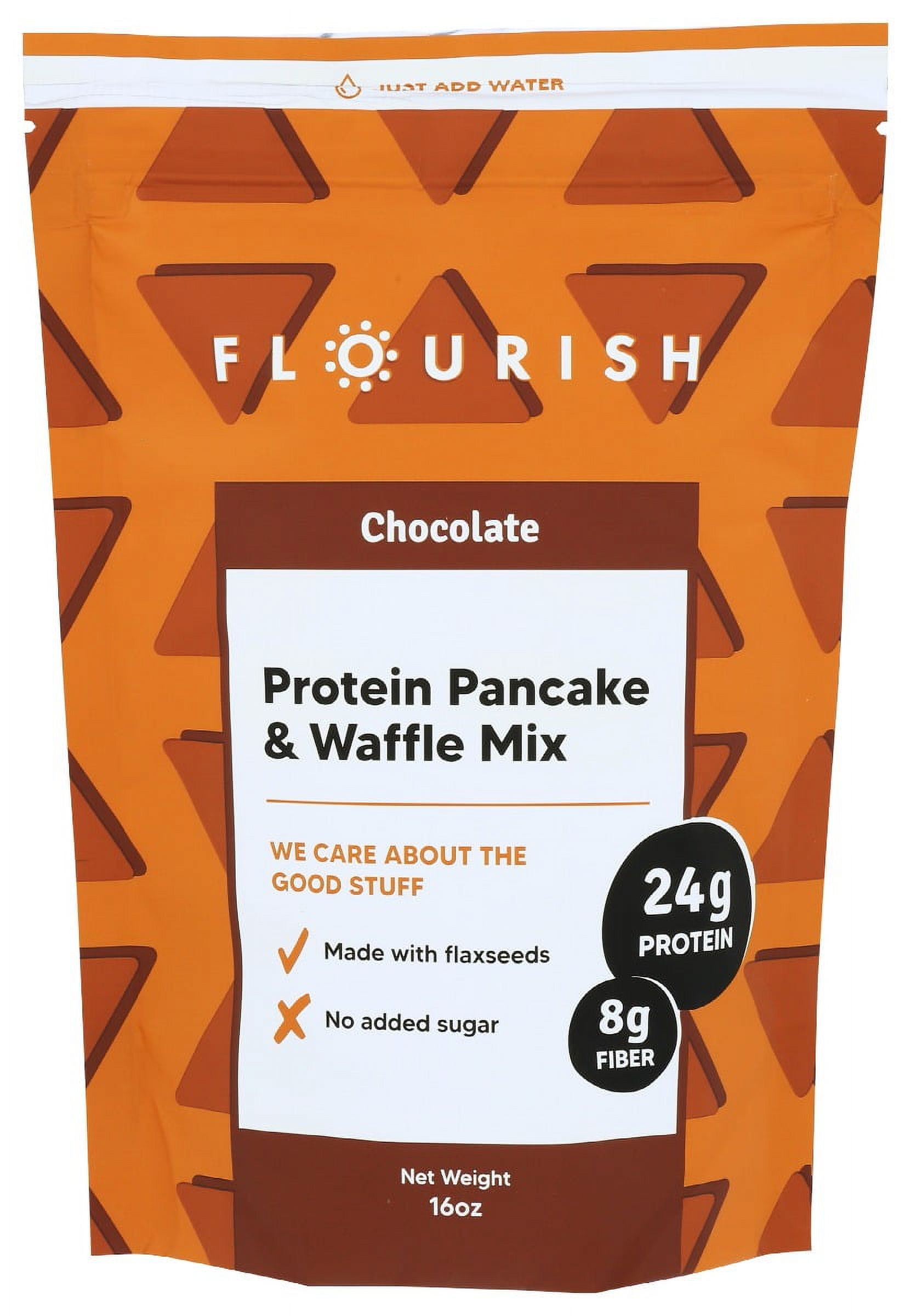 Flourish Protein Pancake Waffle Mix Chocolate, 16 Oz