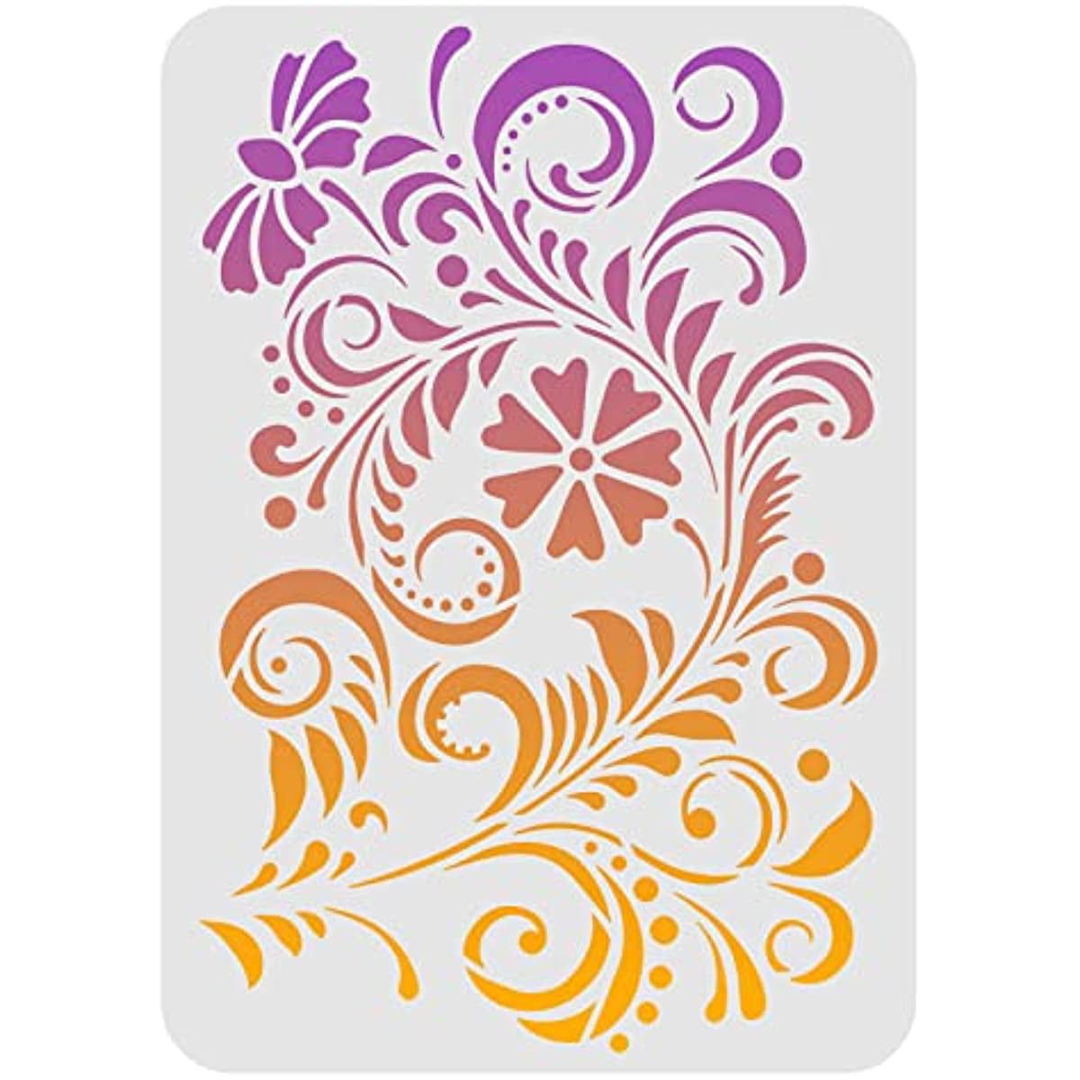 CrafTreat Floral Border Stencils for Painting on Wood, Canvas, Paper,  Fabric, Floor, Wall and Tile - Border12 and Border13-2 Pcs - 3x12 Inches  Each 