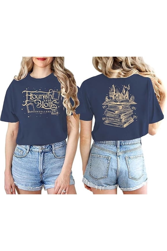 Flourish and Blotts Shirt Magical Shirts for Women Book Tshirt Wizard Costume Clothes TH1406B23