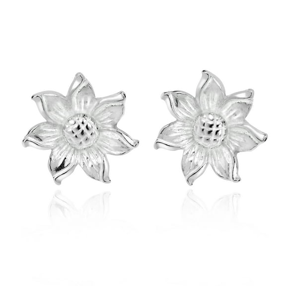 Flourished Wildflower .925 Sterling Silver Floral Stud Earrings