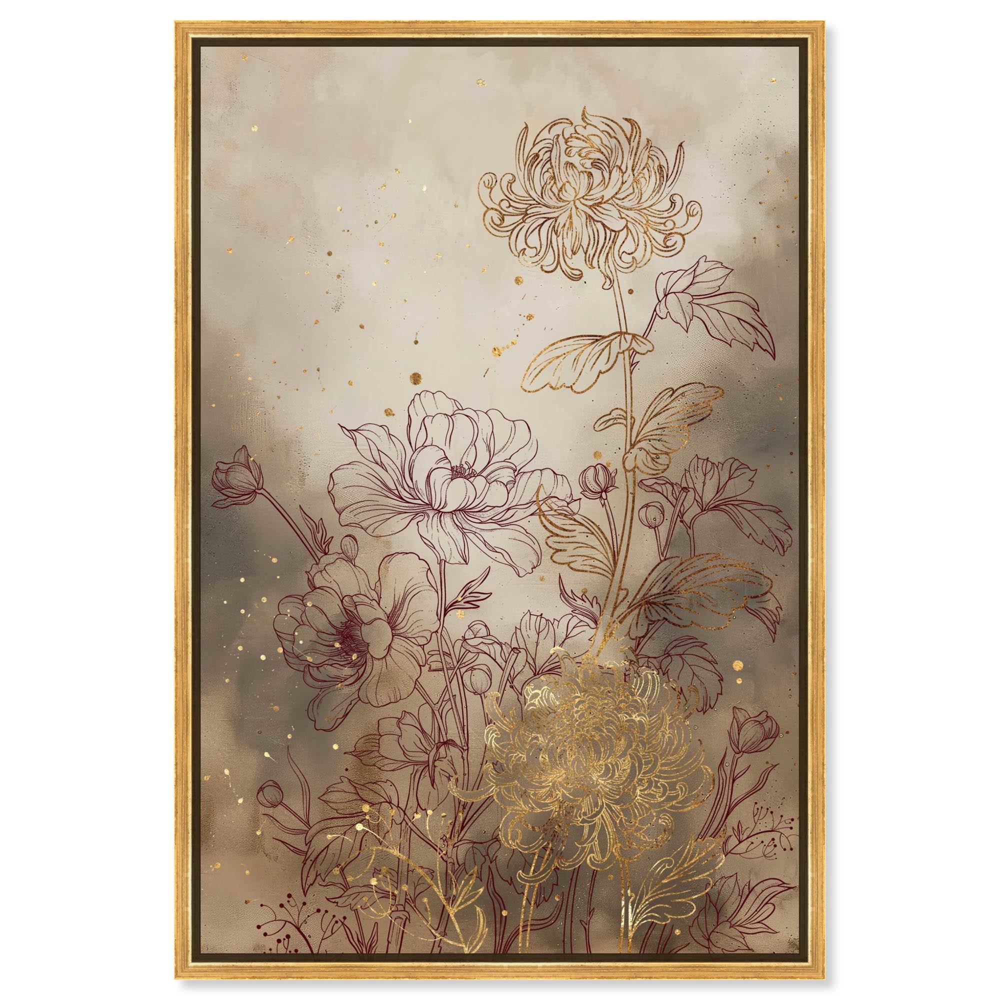 Flourishing Canvas Elegant Art Prints by Art Remedy, Gold Frame, 10 x ...