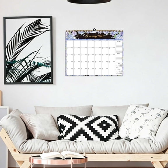 Flovellvoe 2026 Wall Calendar 18 Month Countdown English Desk Calendar Flower Coil Daily Planner Home Office School Planning Tracking Important Events Decorative Hanging Calendar Wall Desktop