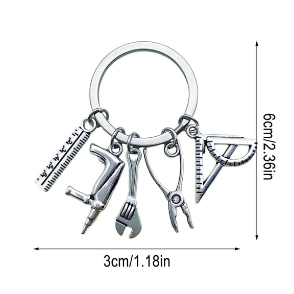 Flovellvoe Mini Tool Keychain Screwdriver Wrench Saw Pendant Keyring for Keys Backpack Bag Garage Workshop Dad Gift DIY Repair Crafting EDC Metal Accessory