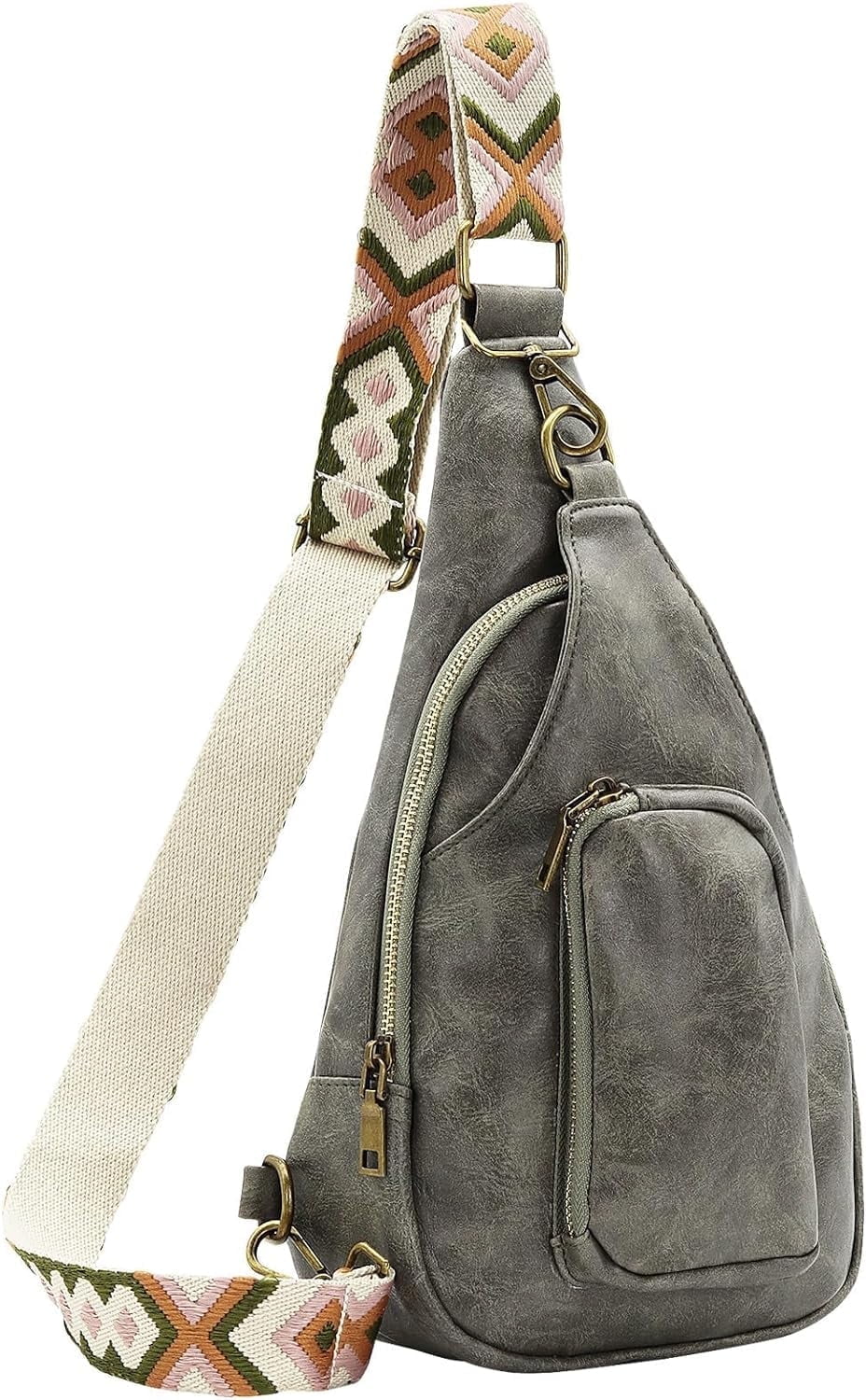 Sling Bag for Women Crossbody, PU Leather Small Sling bags Sling Chest Shoulder Backpack for Traveling Hiking
