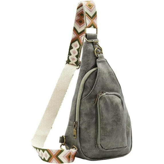 Sling Bag for Women Crossbody, PU Leather Small Sling bags Sling Chest Shoulder Backpack for Traveling Hiking