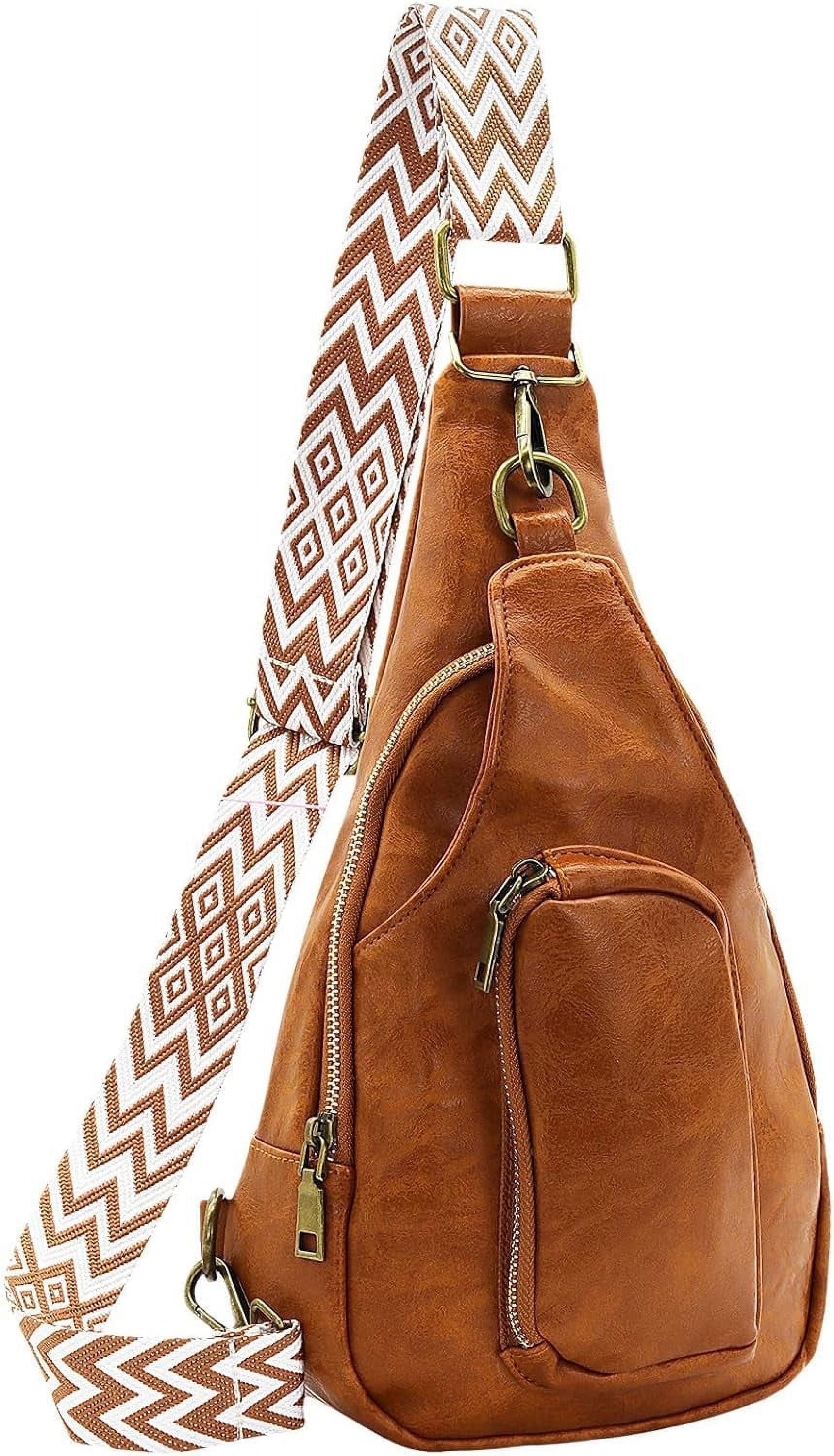 Sling Bag for Women Crossbody, PU Leather Small Sling bags Sling Chest Shoulder Backpack for Traveling Hiking