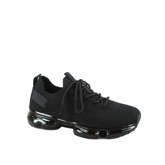 Flow-19 Stretch Elastic Mesh Lace Up Rubber Air Bubble Cushion Fashion Sneaker ( Black, 10 )