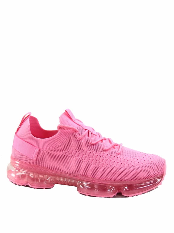 Flow-19 Stretch Elastic Mesh Lace Up Rubber Air Bubble Cushion Fashion Sneaker ( Fuchsia, 9 )