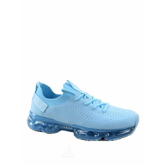 Flow-19 Stretch Elastic Mesh Lace Up Rubber Air Bubble Cushion Fashion Sneaker ( Light Blue, 6 )