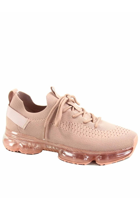 Flow-19 Stretch Elastic Mesh Lace Up Rubber Air Bubble Cushion Fashion Sneaker ( Mauve, 10 )