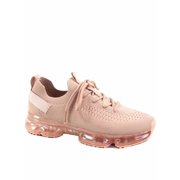 Flow-19 Stretch Elastic Mesh Lace Up Rubber Air Bubble Cushion Fashion Sneaker ( Mauve, 6.5 )